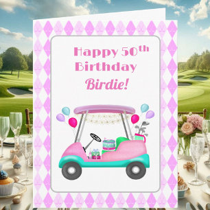 Tarjeta Elegante Carrito de Golf para Fiesta de Cumpleaños