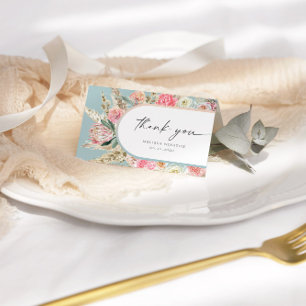 Tarjeta Elegante carta de agradecimiento Verde azulado boh