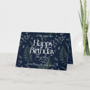 Tarjeta Elegante carta de cumpleaños azul oscuro de la car