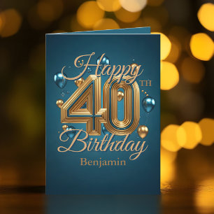Tarjeta Elegante celebración de los 40 Años del Azul y Oro