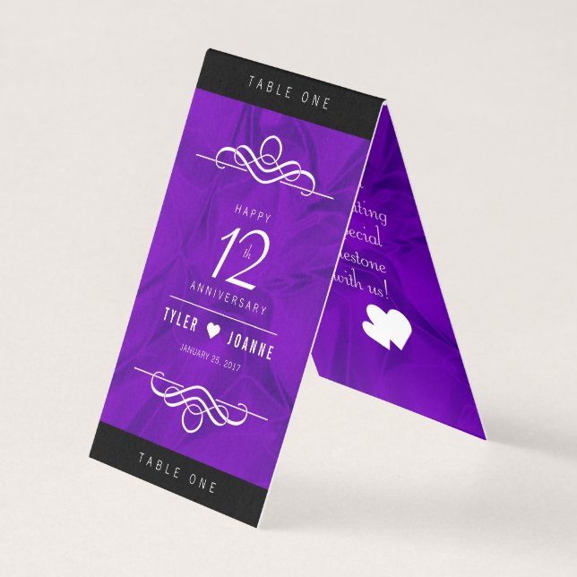 Tarjeta Elegante celebración del 12º Aniversario del Boda  (Anverso)