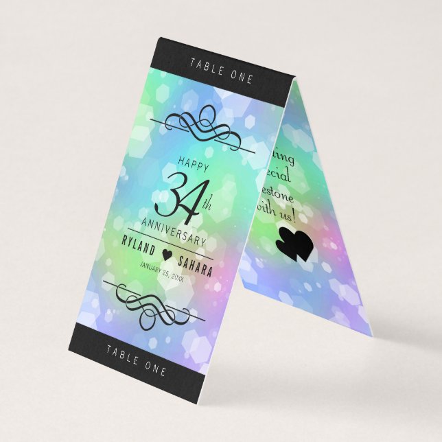 Tarjeta Elegante celebración del 34° Aniversario del Boda  (Anverso)