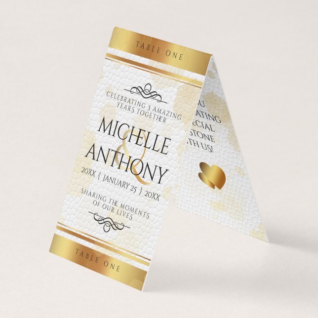 Tarjeta Elegante Celebración del 3er Aniversario de Cuero (Anverso)