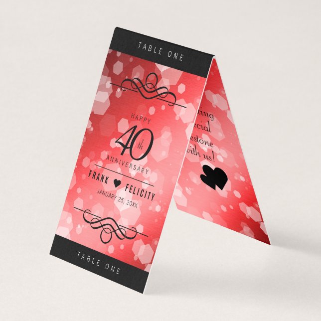 Tarjeta Elegante celebración del 40° Aniversario del Boda  (Anverso)