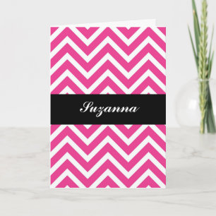Tarjeta Elegante Chevron rosa y negro personalizado