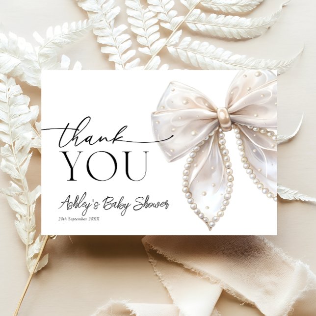 Tarjeta Elegante Chica Bow Baby Shower Gracias (Subido por el creador)