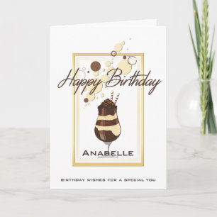 Tarjeta Elegante Chocolate Vainilla Bebida Cumpleaños