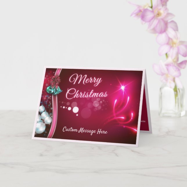 Tarjeta Elegante Cinta navideña y Fiesta de Ornamentos (Orquídea)