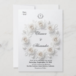 Tarjeta elegante circular blanca floral para guard