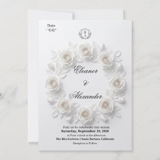 Tarjeta elegante circular blanca floral para guard