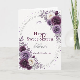 Tarjeta Elegante ciruelo amatista Sweet 16