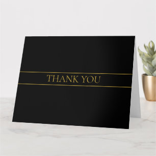 Tarjeta Elegante Clásico Gracias   Texto dorado y franjas