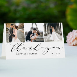 Tarjeta Elegante Collage de fotos Blanco 3 Gracias