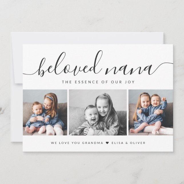 Tarjeta Elegante Collage de fotos querido Día de la Madre  (Anverso)