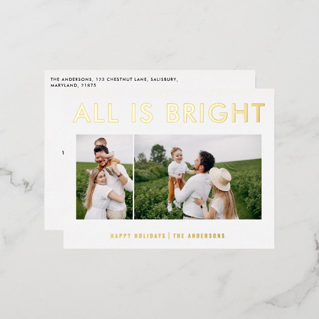 tarjeta elegante con lámina 2 foto moderna lámina  (Anverso/Reverso)