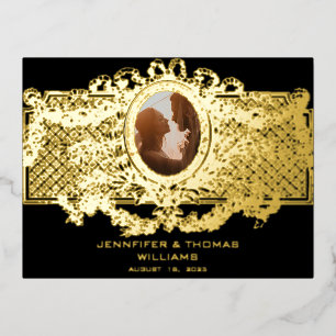 Tarjeta elegante con marco fotográfico de Medallón