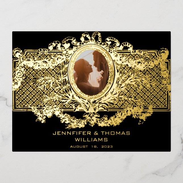 Tarjeta elegante con marco fotográfico de Medallón (Anverso)