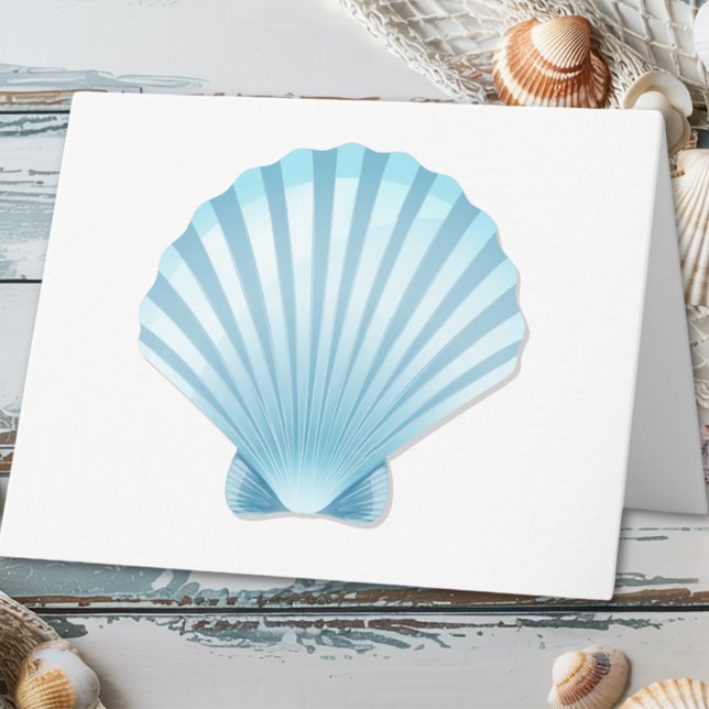 Tarjeta Elegante concha náutica Blue Beach Wedding Gracias (Subido por el creador)