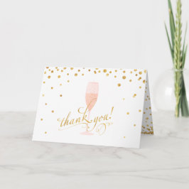 Tarjeta Elegante Confetti de Oro y Champagne Gracias