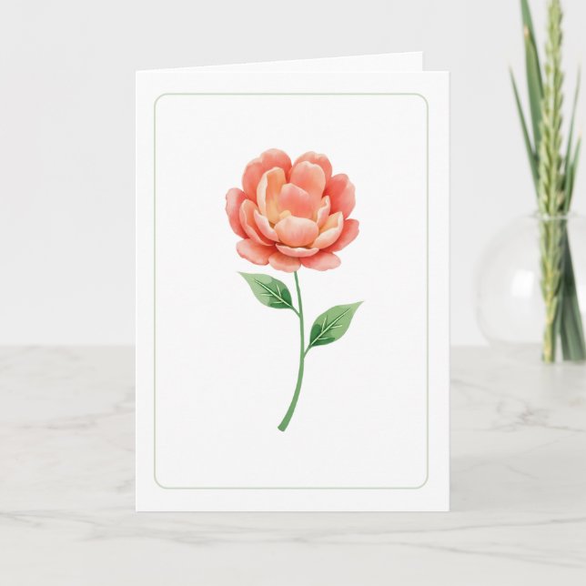 Tarjeta Elegante Coral Bloom Blank Floral Doble Saludo (Anverso)