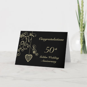 Tarjeta Elegante Corazón Bodas de Oro