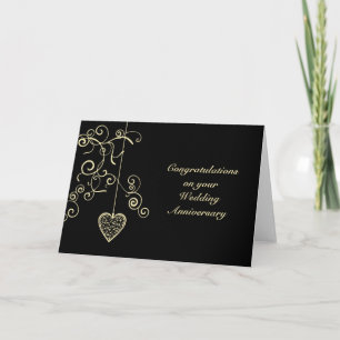 Tarjeta Elegante Corazón de Boda Aniversario de Oro
