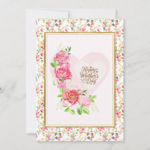 Tarjeta Elegante Corazón de Rosa Feliz Día de la Madre