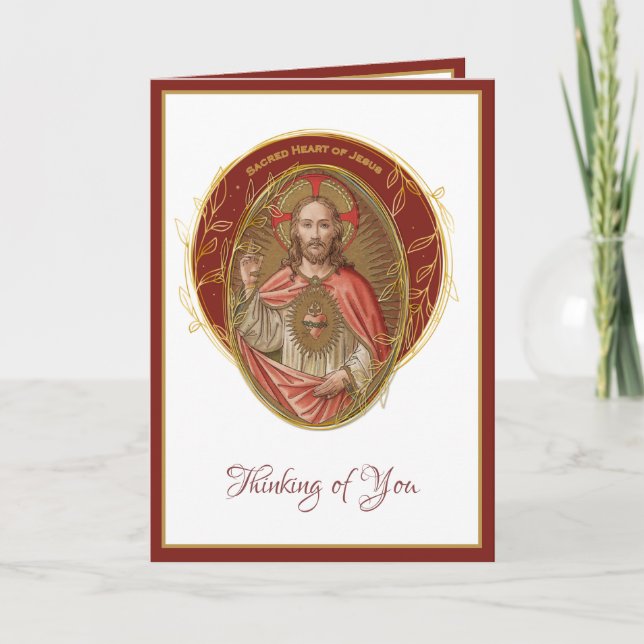 Tarjeta Elegante Corazón Sagrado Jesús Amistad (Anverso)