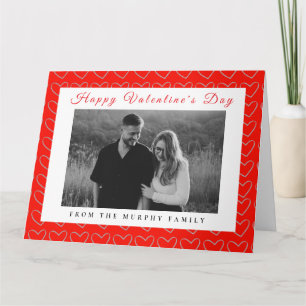 Tarjeta Elegante Corazones Rojos Feliz Día de San Valentín
