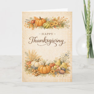 Tarjeta Elegante cosecha de otoño Feliz Día de Acción de G