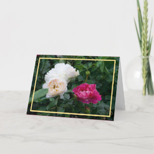 Tarjeta Elegante crema moderna rosa rosa foto marco dorado