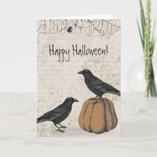 Tarjeta Elegante Crow Happy Halloween