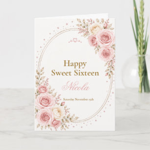 Tarjeta Elegante Cumpleaños 16 Rosa Rubor