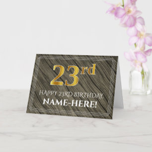 Tarjeta Elegante cumpleaños 23: madera falsa, apariencia d