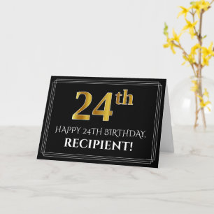 Tarjeta Elegante Cumpleaños "24" con Nombre de Imitación d