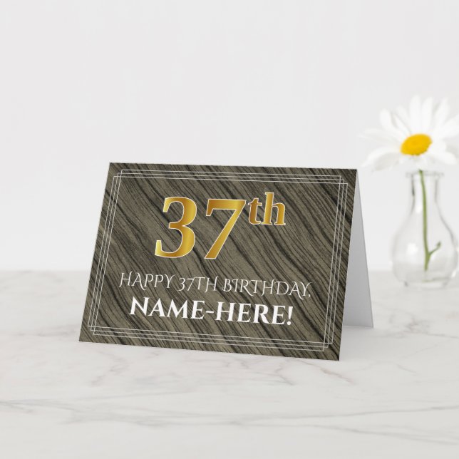 Tarjeta Elegante cumpleaños 37: Madera falsa, apariencia d (Planta pequeña)