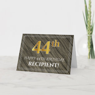 Tarjeta Elegante Cumpleaños 44: Aspecto de Madera Falsa, D