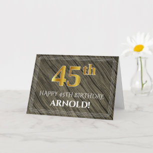 Tarjeta Elegante cumpleaños 45: Madera falsa, aspecto de o