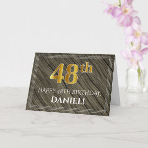 Tarjeta Elegante cumpleaños 48: Madera falsa, apariencia d