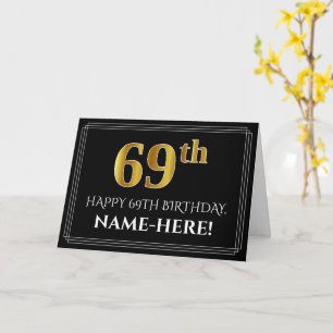 Tarjeta Elegante Cumpleaños "69" con Nombre de Imitación d