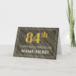 Tarjeta Elegante cumpleaños 84: Madera falsa, apariencia d