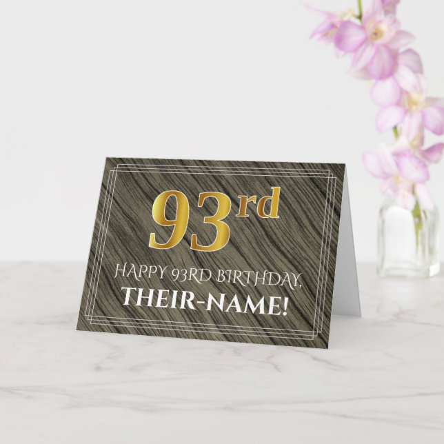 Tarjeta Elegante cumpleaños 93: Madera falsa, aspecto de o (Orquídea)
