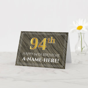 Tarjeta Elegante cumpleaños 94: Madera falsa, aspecto de o