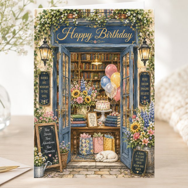 Tarjeta Elegante Cumpleaños de Cuentos de Verano en Librer (Subido por el creador)