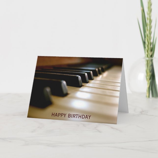 Tarjeta Elegante cumpleaños de música de teclado de piano (Anverso)
