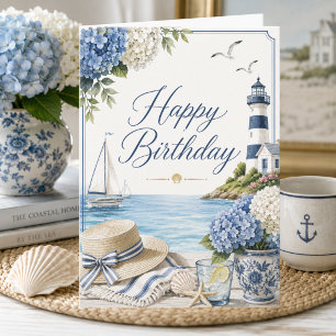 Tarjeta Elegante Cumpleaños de Verano en la Costa & Horten