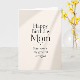 Tarjeta Elegante Cumpleaños Feliz Mamá Cita Minimalista Mo