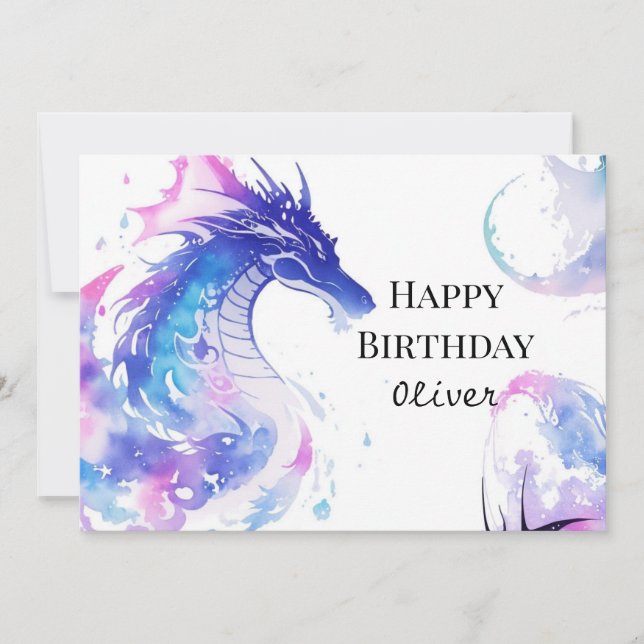 Tarjeta Elegante cumpleaños místico del dragón (Anverso)