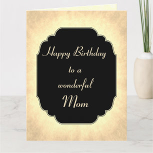 Tarjeta Elegante cumpleaños moderno de mamá en negro y cre