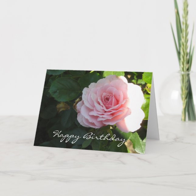 Tarjeta Elegante cumpleaños rosa rosa (Anverso)